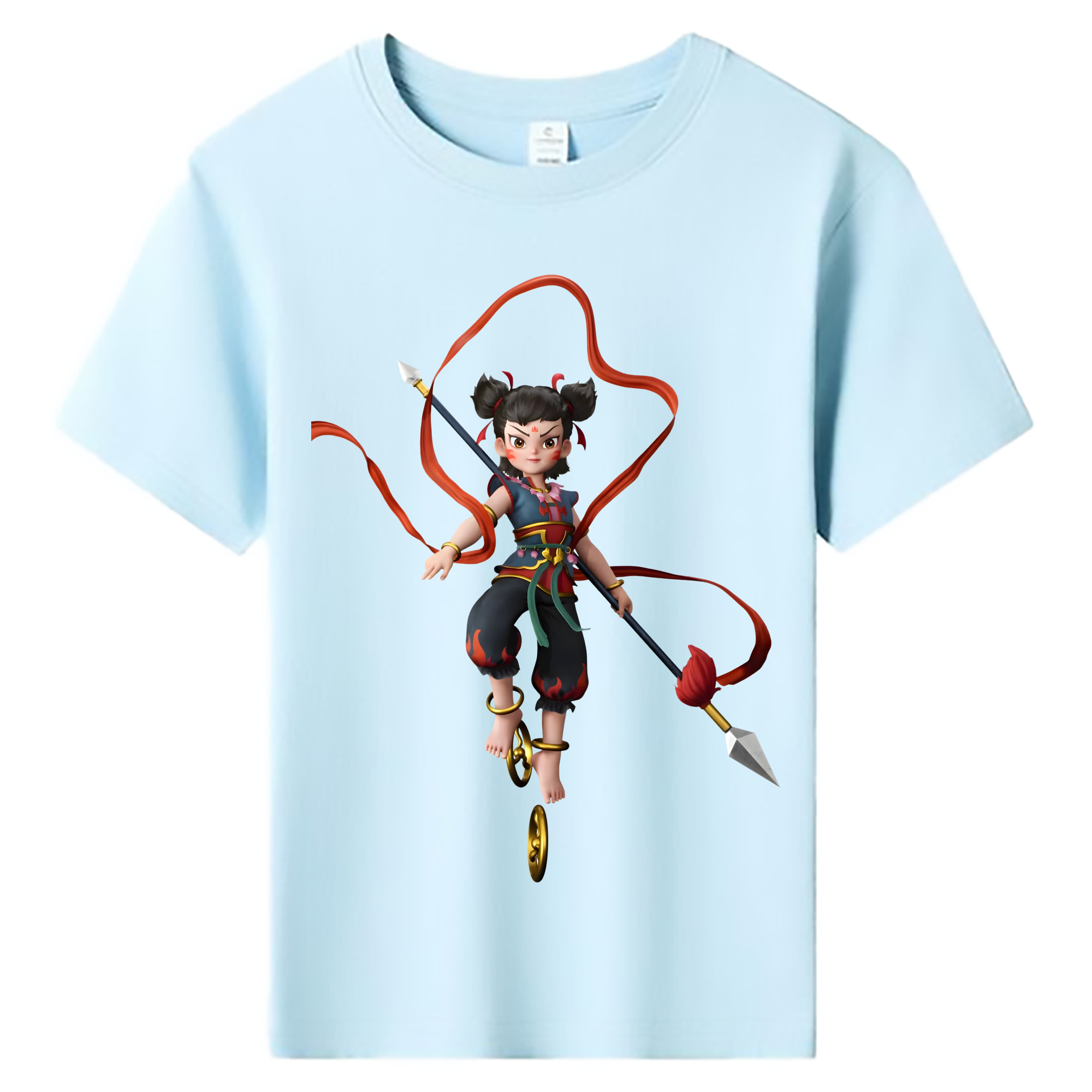 （画像用） Ne Zha 2 ナタ 魔童の大暴れ 綿100％キッズTシャツ（フロントプリント）